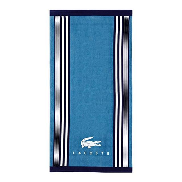 Lacoste Oki 100% Cotton Beach Towel, 36" W x 72" L, Teal/Blue Iconic