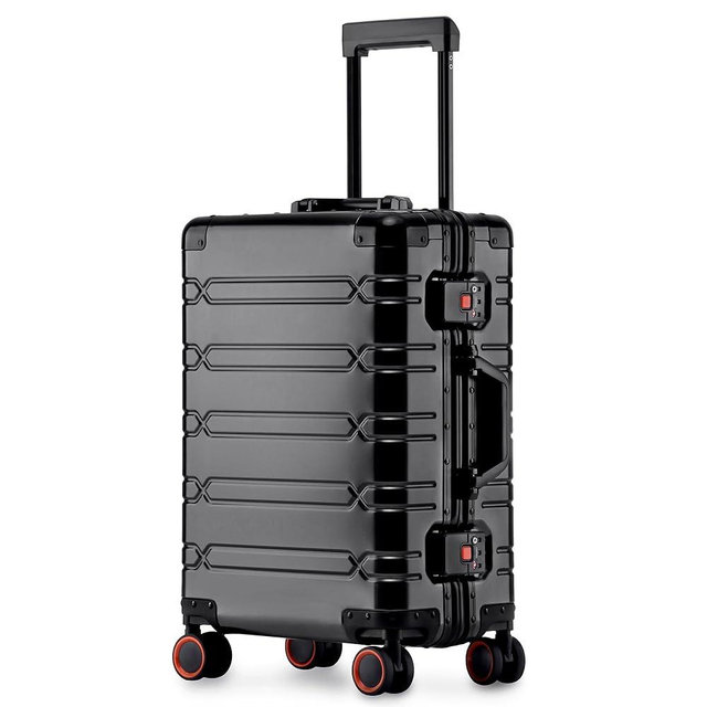 VentureVault All Aluminum Carry On Luggage 22x14x9 Airline Approved，Zipperless Luggage Premium Aluminum Suitcase Luggage, Hard Shell Carry On Luggage with Spinner Wheels (black, 20inch)