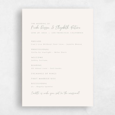 Beige Simple Wedding Program - Mondelli