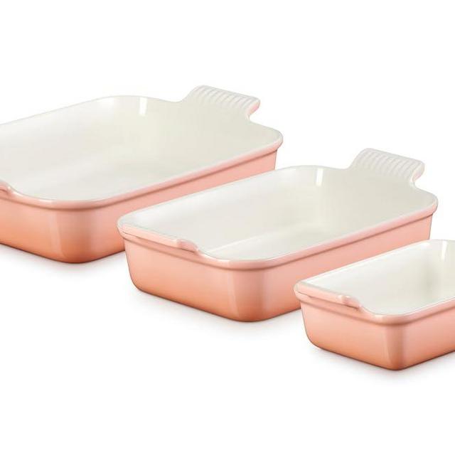 Le Creuset Stoneware Heritage Set 3 Rectangular Dishes, Peche