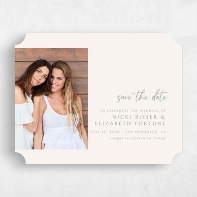 Beige Ticket Wedding Save the Date - Mondelli Photo