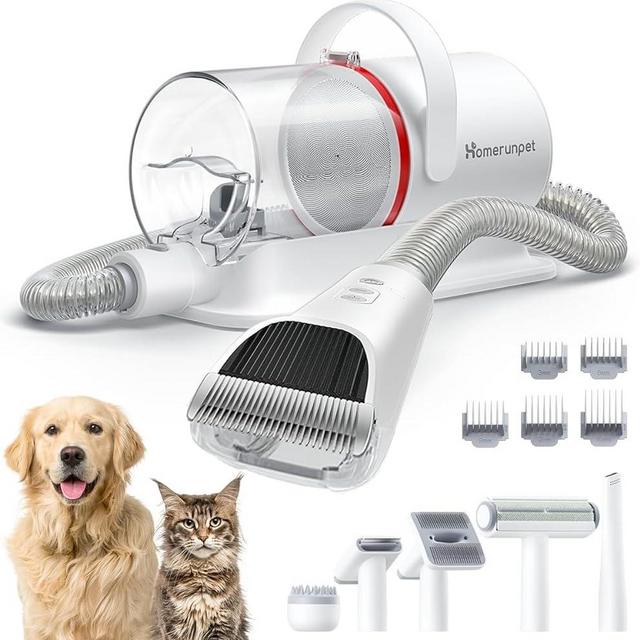 HomeRunPet Pet Grooming Vacuum Suction 99% Pet Hair, Ultra-Quiet Dog Grooming Kit with 1.85L Dust Cup, 6 Pet Grooming Tools to Shedding Pet Hair, Home Cleaning for Dogs, Cats and Other Animals