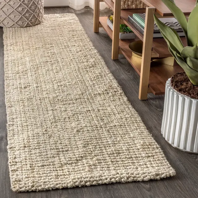 Pata Hand Woven Chunky Jute Light Ivory 2 ft. x 14 ft. Runner Rug - JONATHAN Y