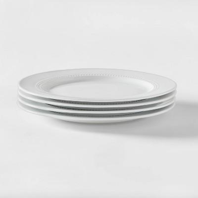 11" Porcelain Beaded Dinner Plate White - Threshold™ 4pc