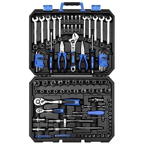 DEKOPRO 118 Piece Tool Kit Professional Auto Repair Tool Set Combination Package Socket Wrench with Most Useful Mechanics Tools