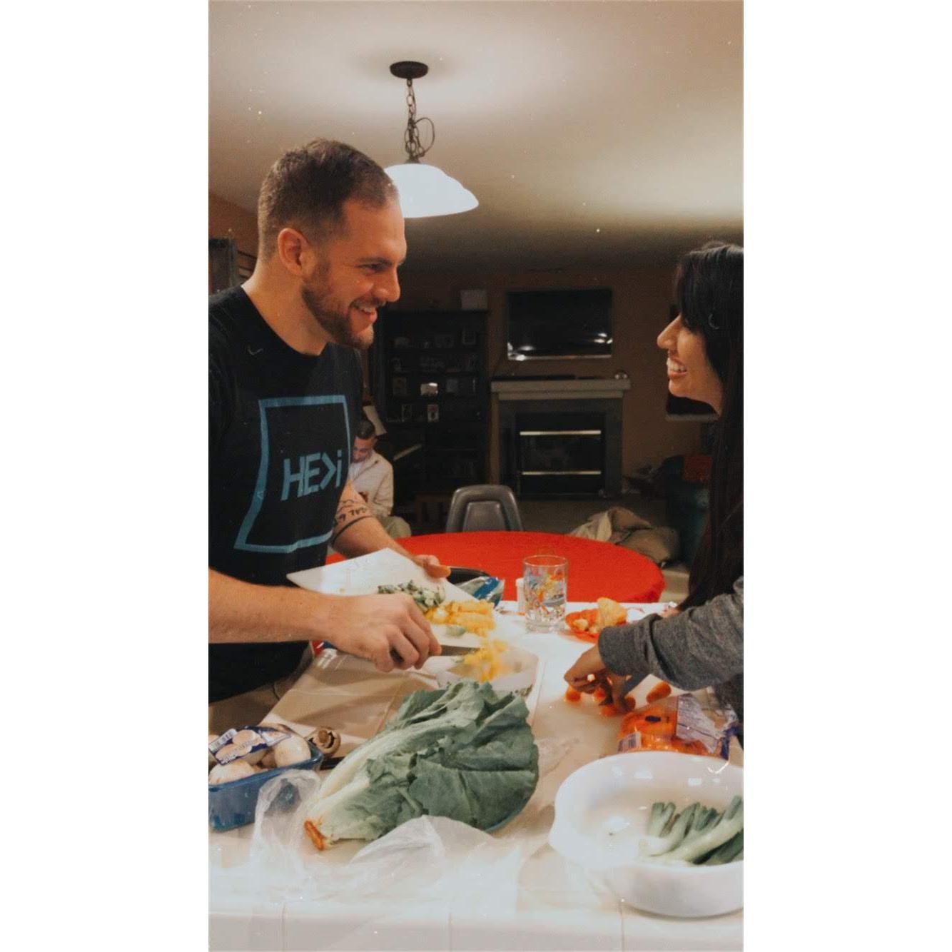 I'm not the best chef, but wouldn't want struggle my way through the kitchen with anyone else. - Ricky
The ONLY person I would go into the kitchen for and my favorite part, "with." 👩🏼🍳- Paola