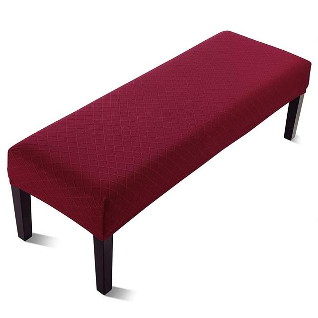 Fuloon Stretch Jacquard Dining Bench Cover - Anti-Dust Removable Bench Slipcover Washable Bench Seat Protector Cover for Living Room, Bedroom, Kitchen (Burgundy)