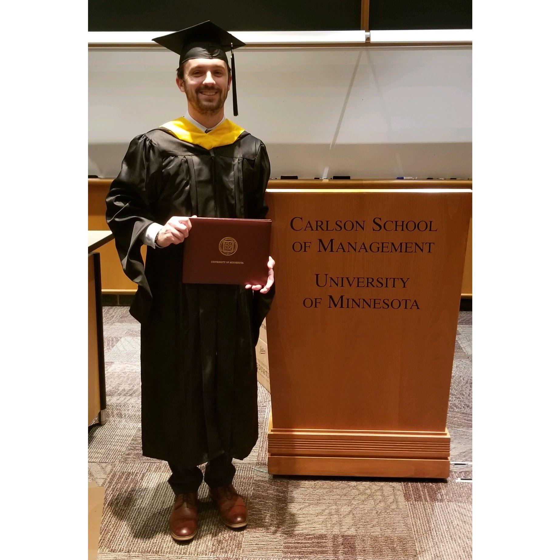 Christian graduates with his Master's in Supply Chain from the University of Minnesota