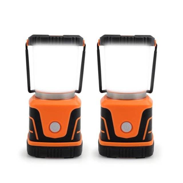 LED Camping lamp Super Bright 1500 lumens 4 Light Modes Dimmable searchlight Battery-Powered Emergency lamp Suitable for Night Hiking Tent Lighting Emergencies Power outages (Orange X2)