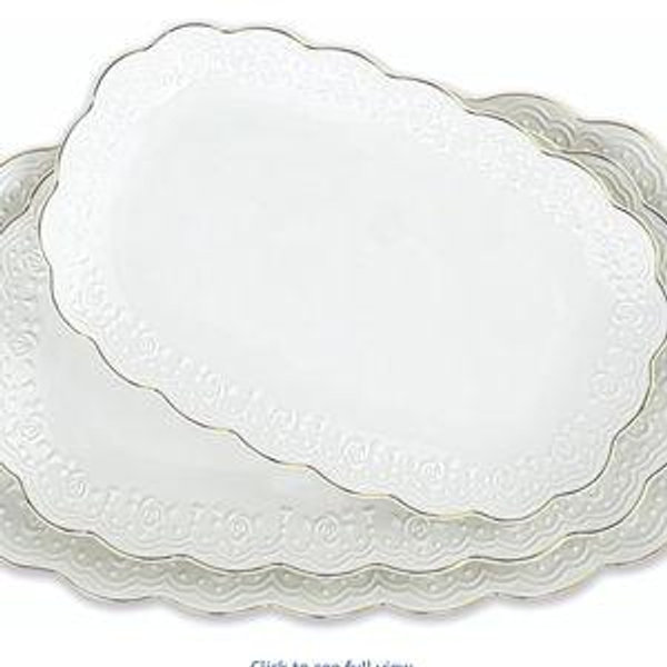 Kassel Ceramic Serving Platter Set | 16”/14”/12” Oval Serving Trays for Entertaining at Parties and Weddings | Oven Safe Extra Large Serving Trays for Tacos, Steak, and Cake