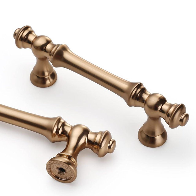 Asidrama 10 Pack 3 Inch(76mm) Champagne Bronze Kitchen Cabinet Handles,Brushed Brass Cabinet Pulls Kitchen Cabinet Hardware for Cupboard Gold Drawer Pulls