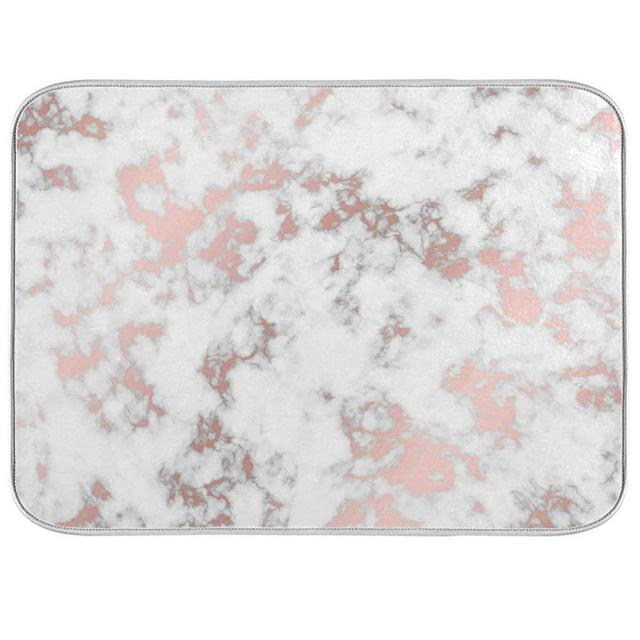 Moudou Marble Dish Drying Mat Absorbent Heat Resistant Reversible Dish Mat for Kitchen Countertops Sinks, 16 x 18 Inch