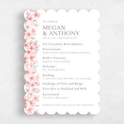Pink Scalloped Wedding Program - Shinya