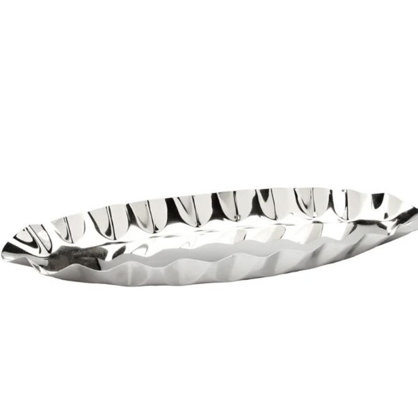 Boat Shaped Stainless Steel Dish with Rippled Design