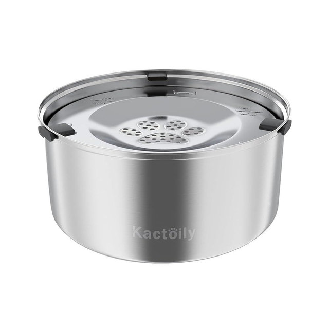 Kactoily 3L/101oz Large Capacity Dog Water Bowl Stainless Steel No Spill Dog Bowls Slow Drinking Dog Water Feeder Dispenser