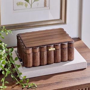 Scalloped Wooden Jewelry Storage Box – Multi-Functional Decorative Organizer for Elegance