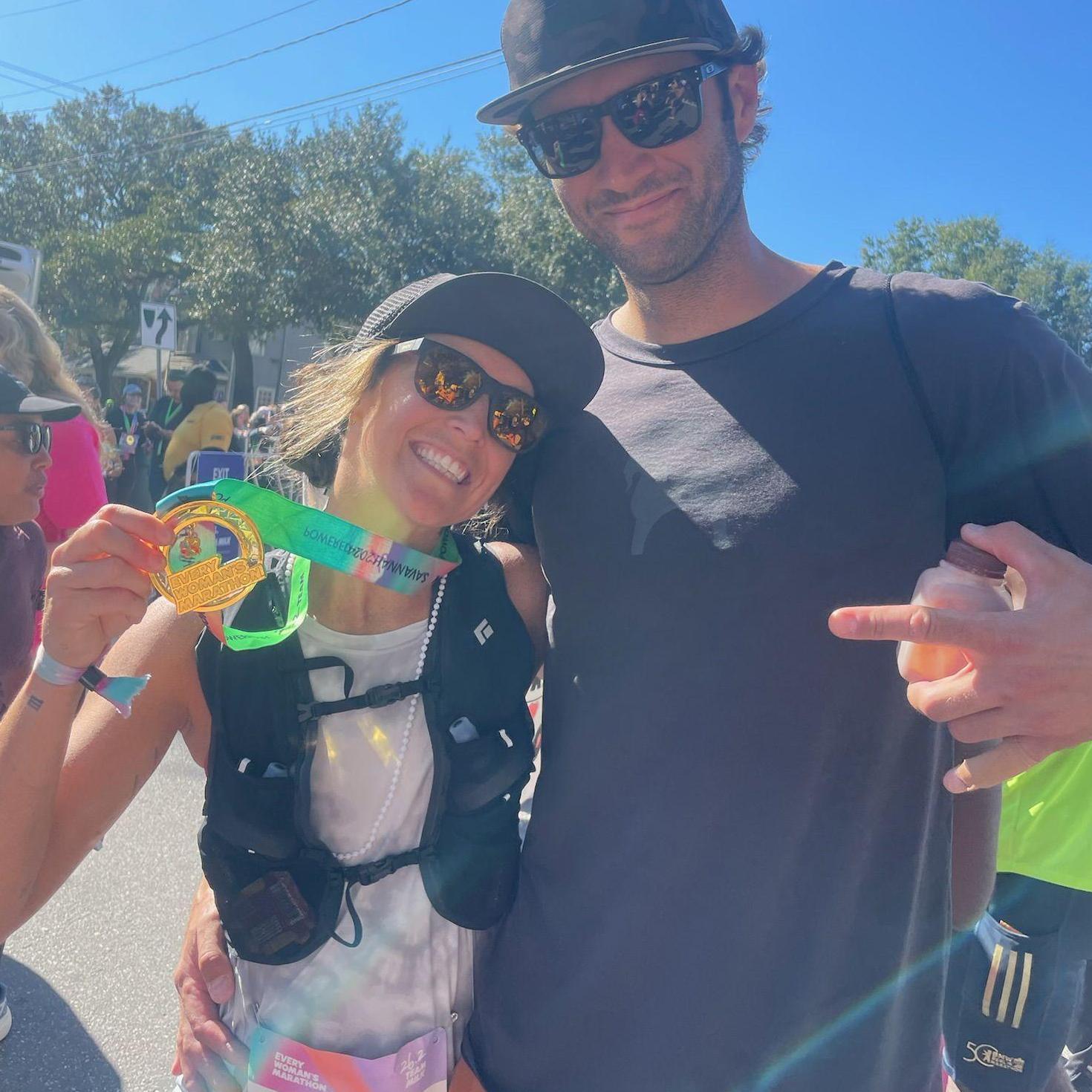 Stephen supporting Ky's first marathon in Savannah, Georgia