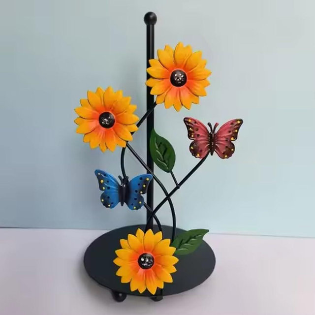Sunflower Paper Towel Holder for Kitchen - Decorative Paper Towel Stand, Countertop Organizer, Rustic Kitchen Decor, Stylish and Functional Kitchen Accessory for Home Use