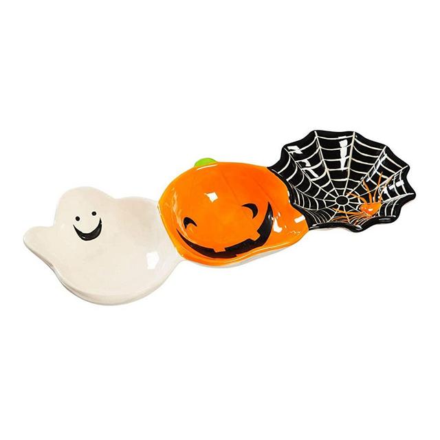 Cypress Home Beautiful Colorful Ceramic Halloween Bowl Trio - 15 x 6 x 2 Inches Indoor/Outdoor home goods For Kitchens, Parties and Homes