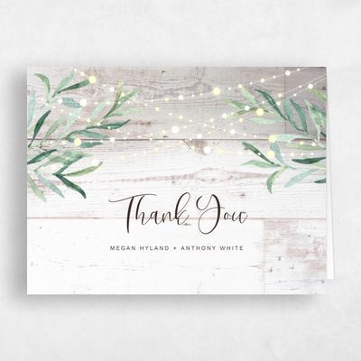 Light Wood, White Wedding Thank You - Saranac Lights