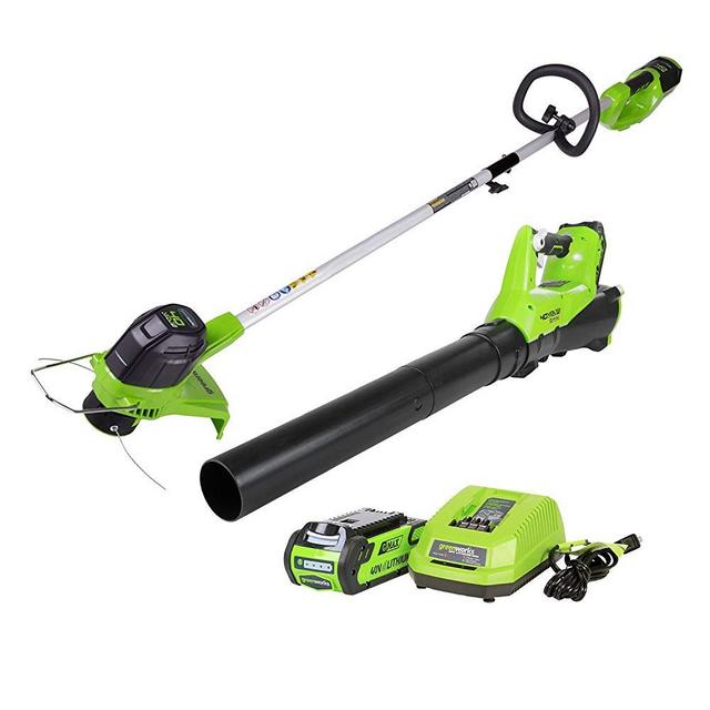 GreenWorks G-MAX 40V Cordless String Trimmer and Leaf Blower Combo Pack STBA40B210