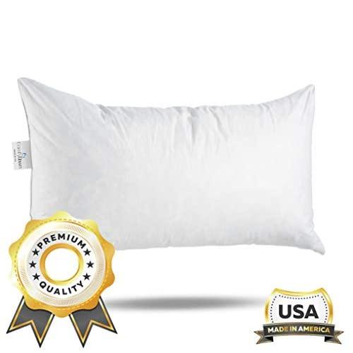 ComfyDown 95% Feather 5% Down, 12 X 26 Rectangle Decorative Pillow Insert, Sham Stuffer - Made in USA