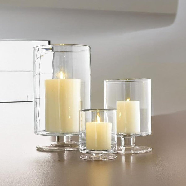 10" Clear Glass Pedestal Hurricane Candle Holder