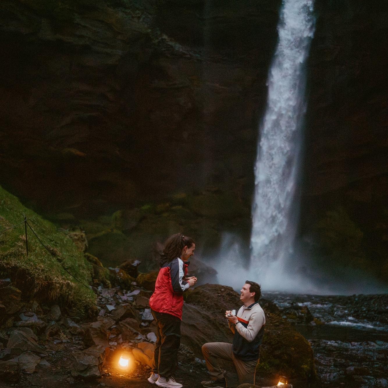 Tim secretly flew to Iceland to surprise Sam, and he proposed at the most beautiful waterfall ever!