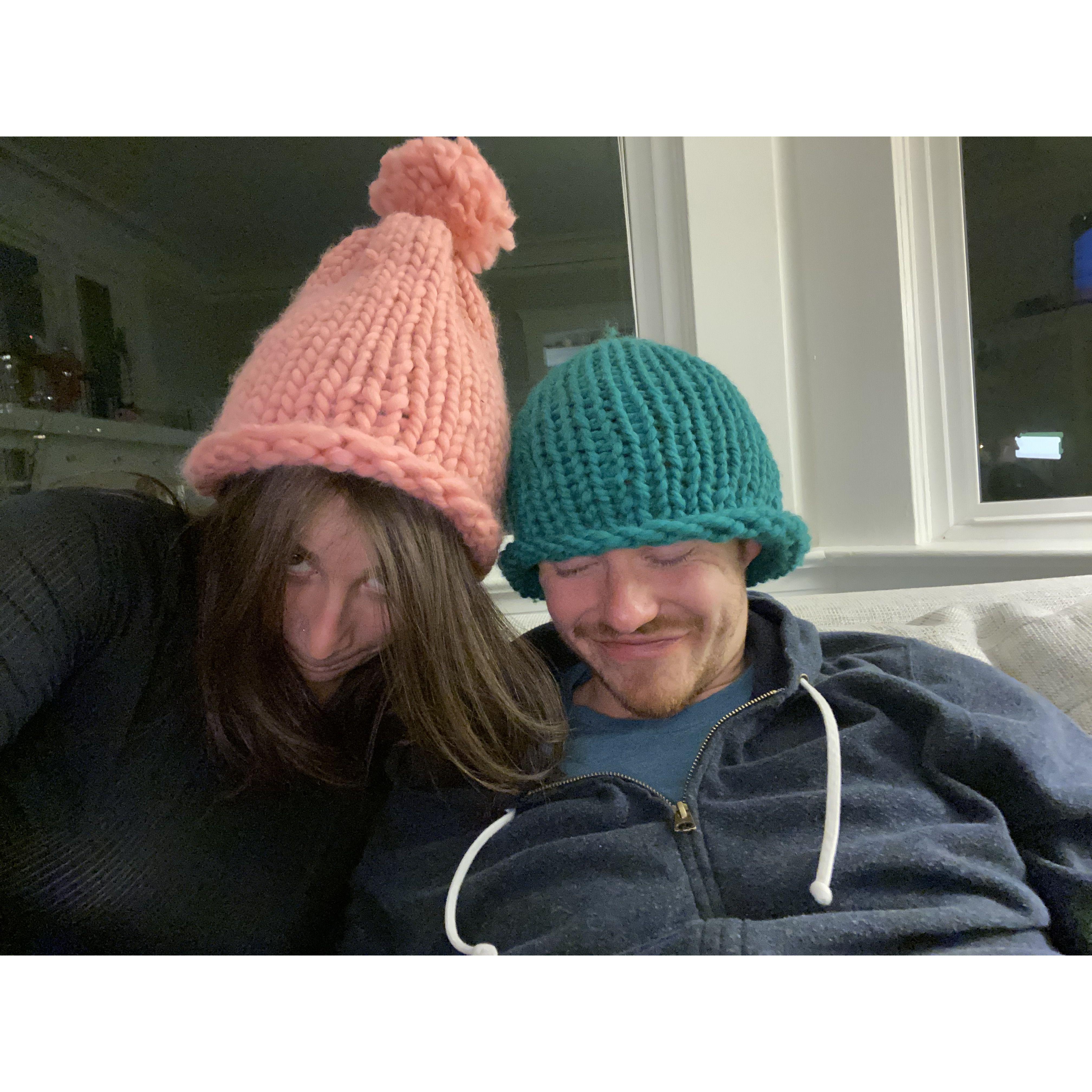 Zoey obsessively knit so many hats at the beginning of COVID