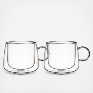 Artesano Hot & Cold Beverage Coffee Glass with Handle, Set of 2