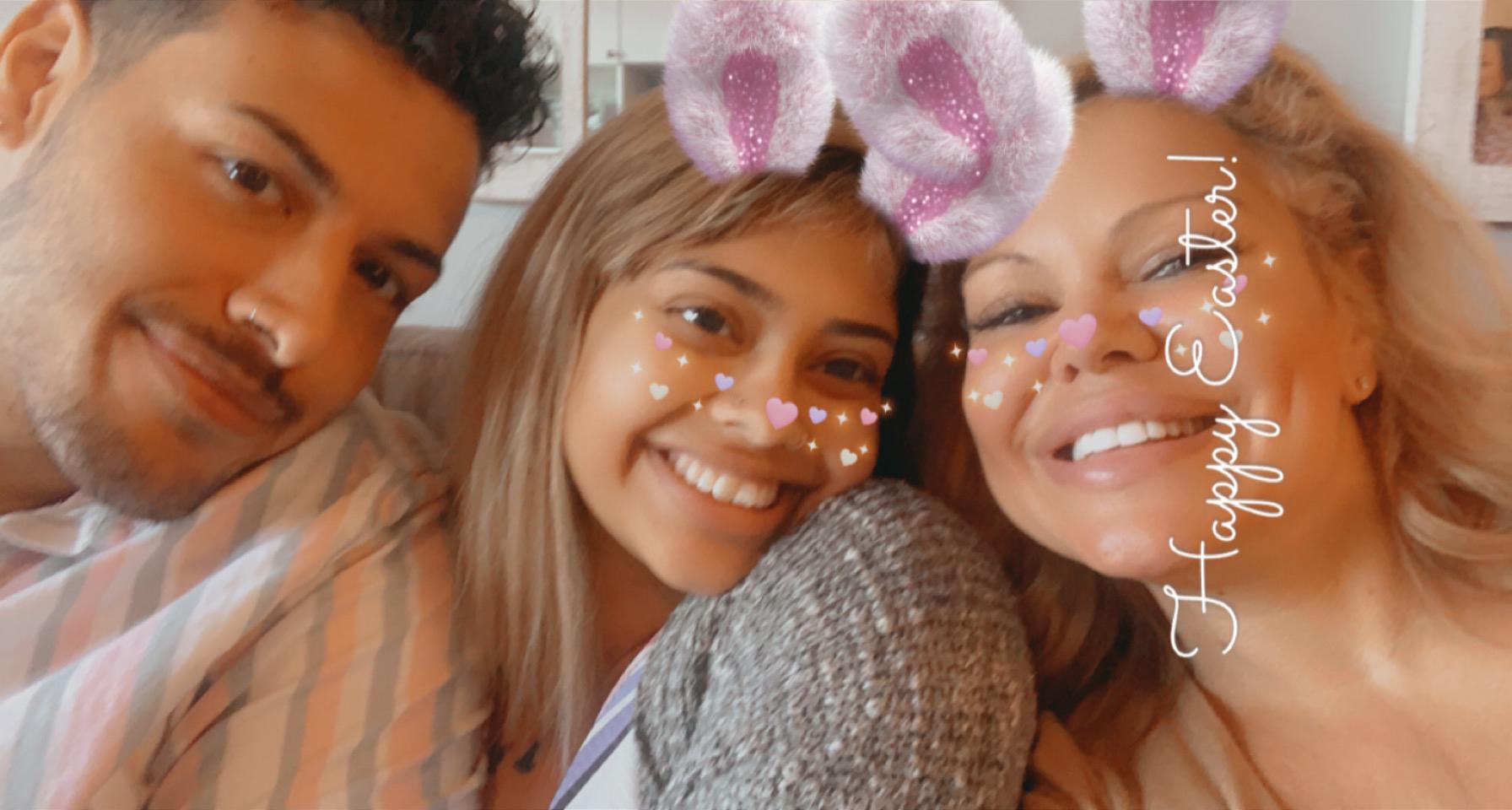 First vacation together; They celebrate Easter with Abigail's mom.