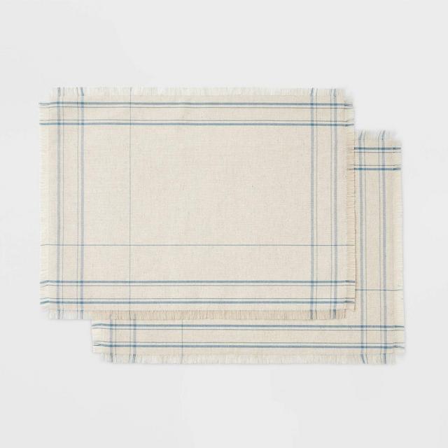 2pk Plaid Placemats Blue - Threshold™ designed with Studio McGee