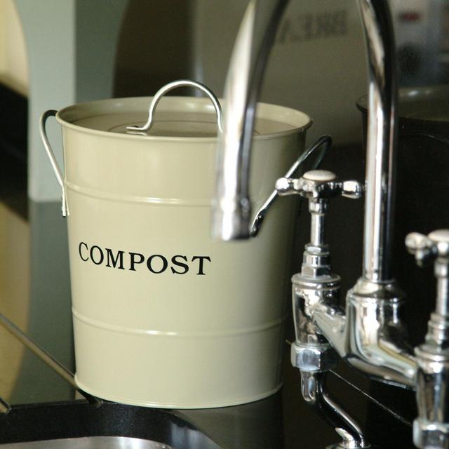 Exaco 1 Gal. 2-in-1 Kitchen Compost Bucket with Lid â White