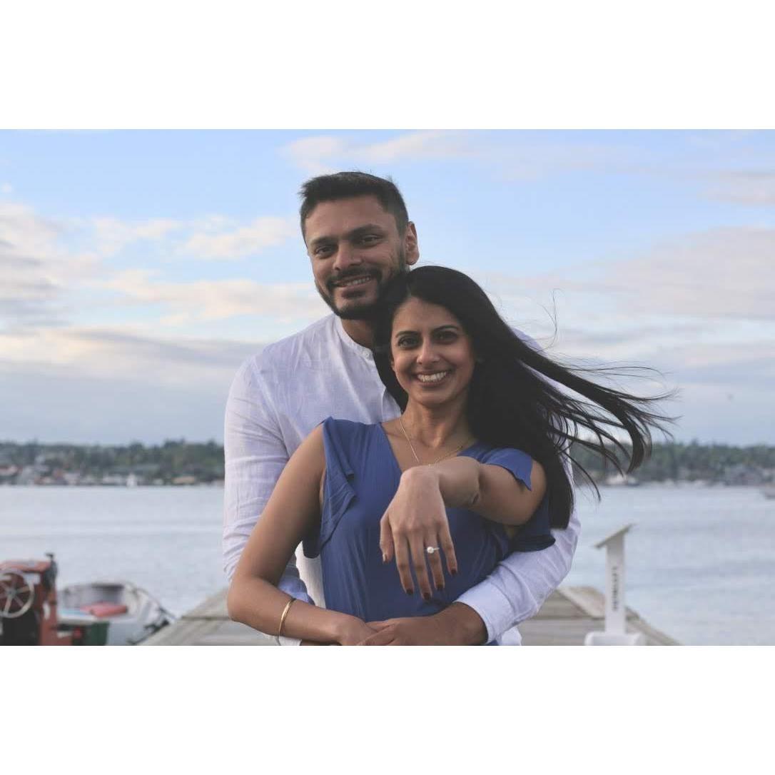 Celebrating the proposal near Lake Union