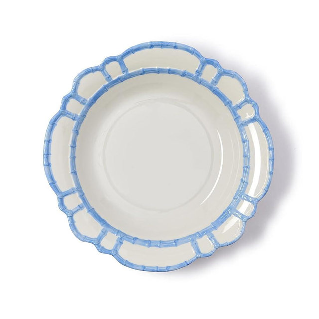 Two's Company French Blue Bamboo Touch Bowl, 15-Inch, Melamine