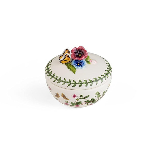 Portmeirion Botanic Garden Bouquet Butterfly Trinket Box with Lid | Small storage Box for Rings Bracelets and Jewelry | Made of Dolomite with Flower and Butterly Motif | Decorative Holder Organizer