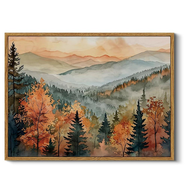 InSimSea Framed Canvas Wall Art Vintage Decor, Fall Pictures Home Bathroom Wall Decor, Kitchen Office Bedroom Rustic Fall Art, Autumn Forest Landscape Artwork, 12"x16"