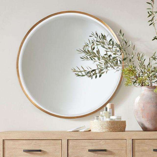 Layne Round Wall Mirror, Brass - 36"