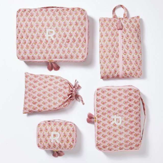 5 Piece Block Print Packing Cube Set