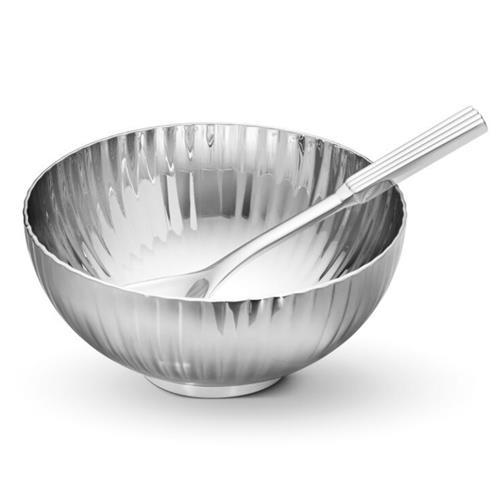 Georg Jensen Bernadotte Modern Classic Silver Stainless Steel Salt Bowl and Spoon
