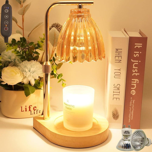 Oppsiue Candle Warmer Lamp with Timer Dimmer Height Adjustable Electric Candle Lamp Warmer with 2 Bulbs,Valentine's Day Gifts for Him Her,Mothers Day Gifts,Candle Holders for Home Bedroom Decor