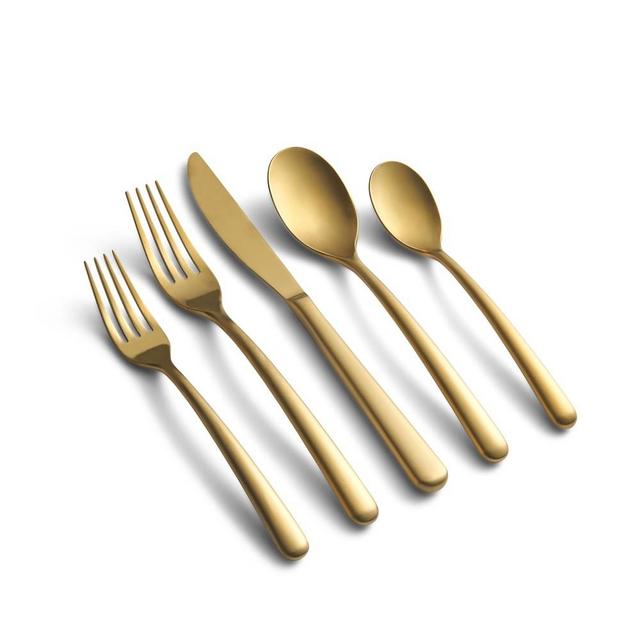 Soiree 5-Piece Flatware Set, Gold Satin