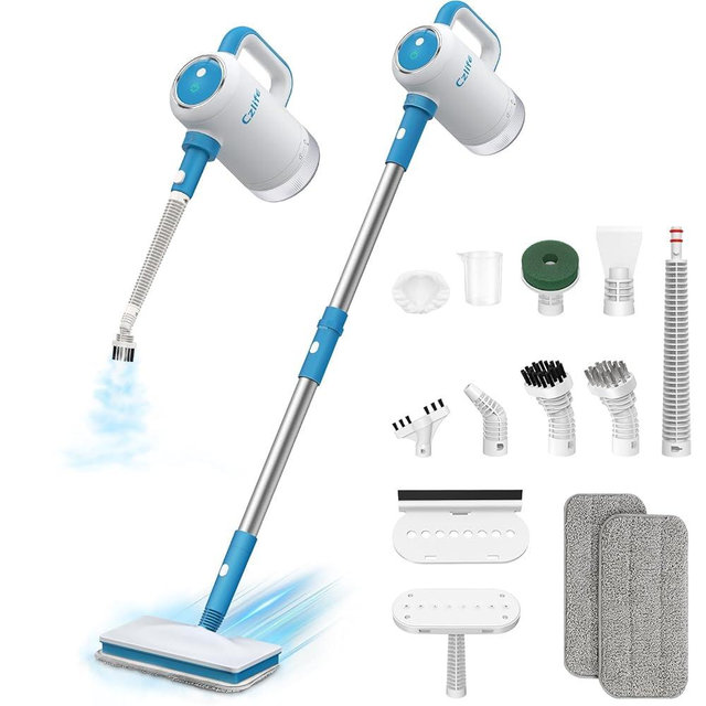 Czlife 13-in-1 Steam Mop, Handheld Steam Cleaner for Home and Floor Cleaning, Floor Steamers for Hardwood and Tile with Attachments, Electric Mop for Grout Laminate Couch Clothes Carpet, Corded