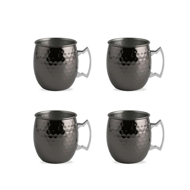 Thirstystone by Cambridge Faceted Metallic Black Moscow Mule Mugs - Set of 4