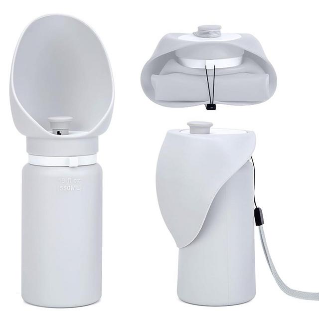 Jalopink Portable Dog Water Bottle, 2-in-1 Leak Proof & Collapsible Silicone Pet Dispenser with Built-in Bowl, Food Grade Travel Cup for Walking, Hiking (19oz/550ml, Gray)