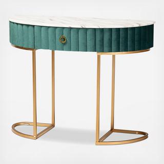 Beale Luxe & Glam 1-Drawer Console Table with Marble Tabletop