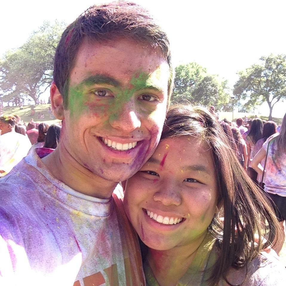 The couple celebrating Holi at UT