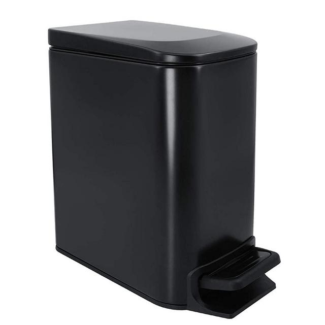 Cesun Small Trash Can with Lid 6 Liter / 1.6 Gallon Stainless Steel Garbage Can for Kitchen, Bathroom, Home Office (Matt Black)