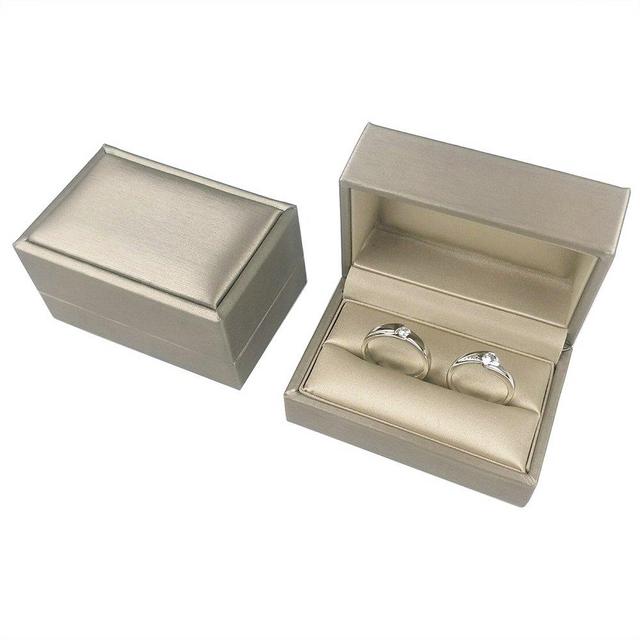 DesignSter Gold Bearer Ring Box – Premium PU Leather Double Ring Box for Wedding Engagement Gift Box