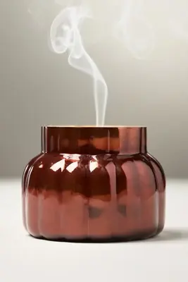 Capri Blue Pumpkin Clove Brown Ribbed Glass Candle